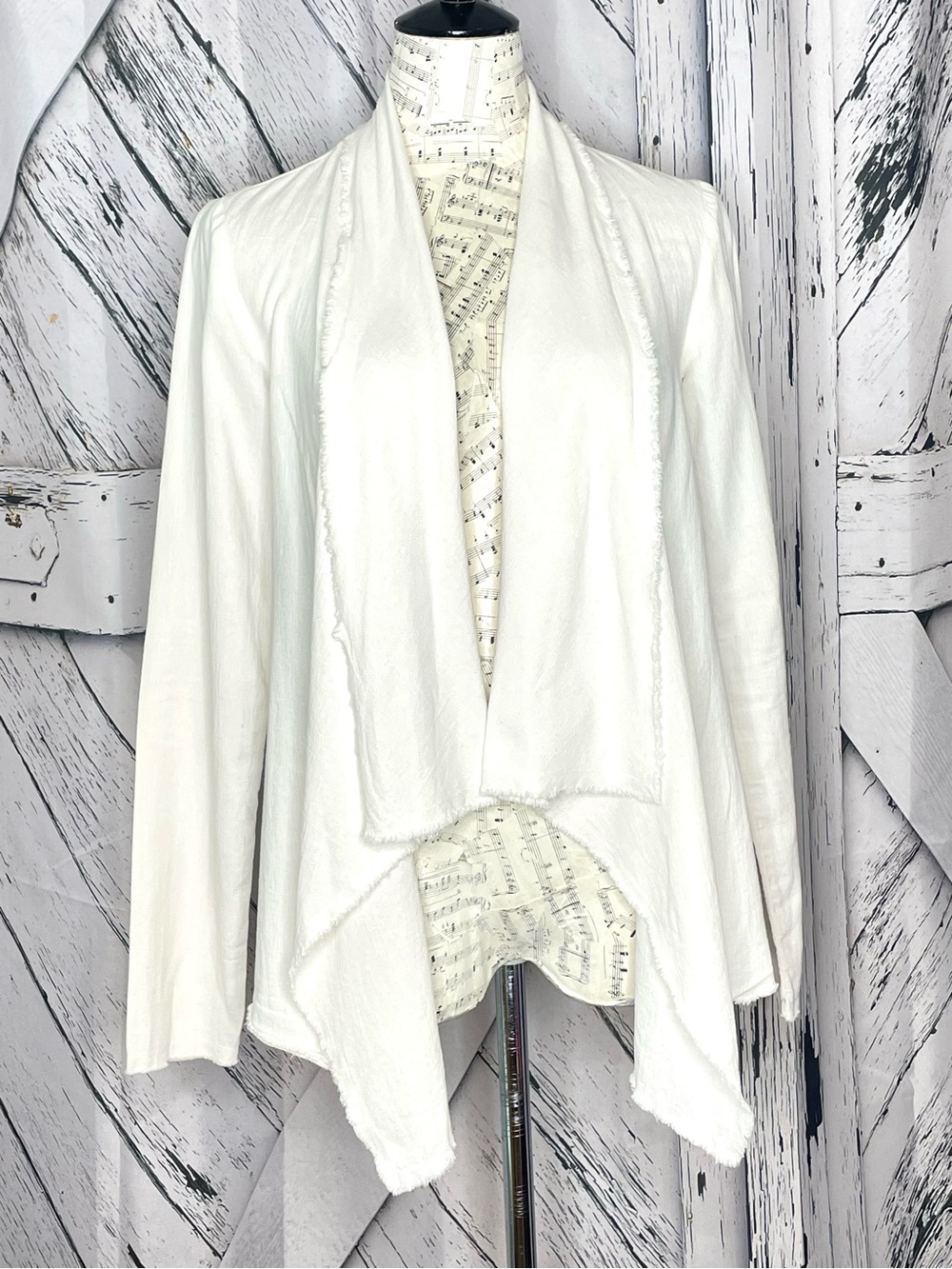 Michael Stars Wrap Open Front Jacket Fringe Trim S